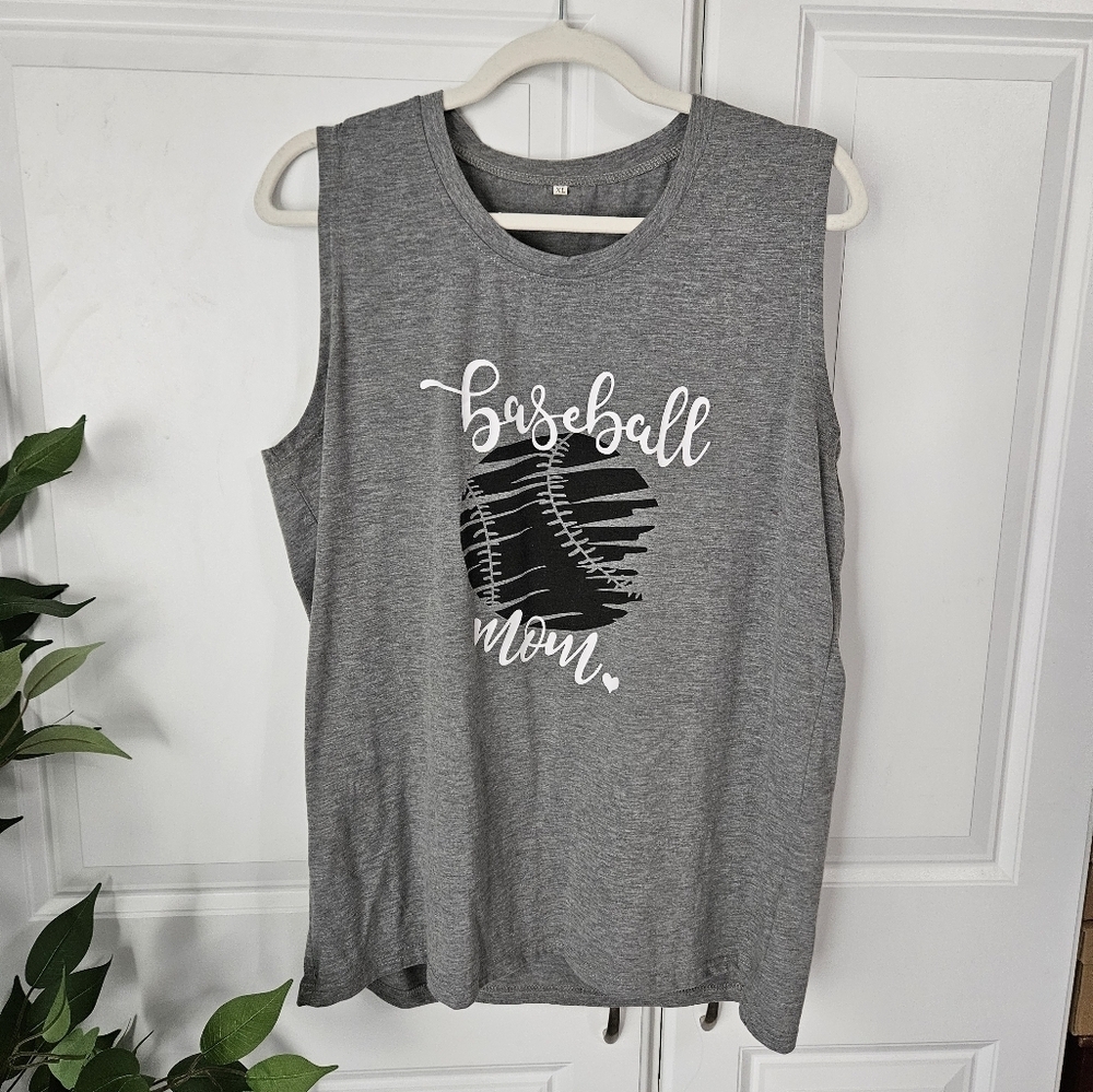 Gray Baseball Mom Tank Top